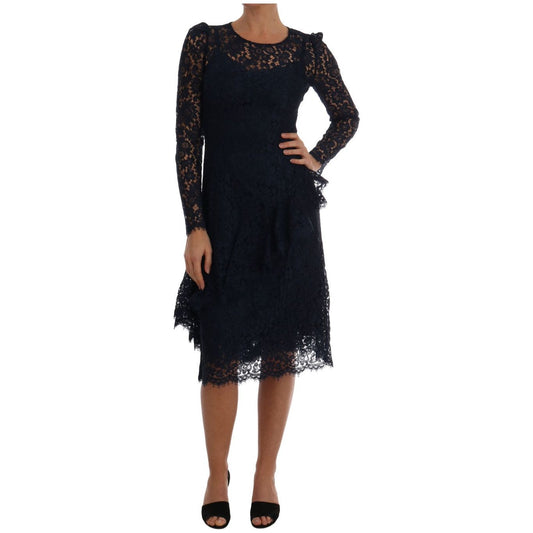 Elegant Floral Lace A-Line Dress Dolce & Gabbana