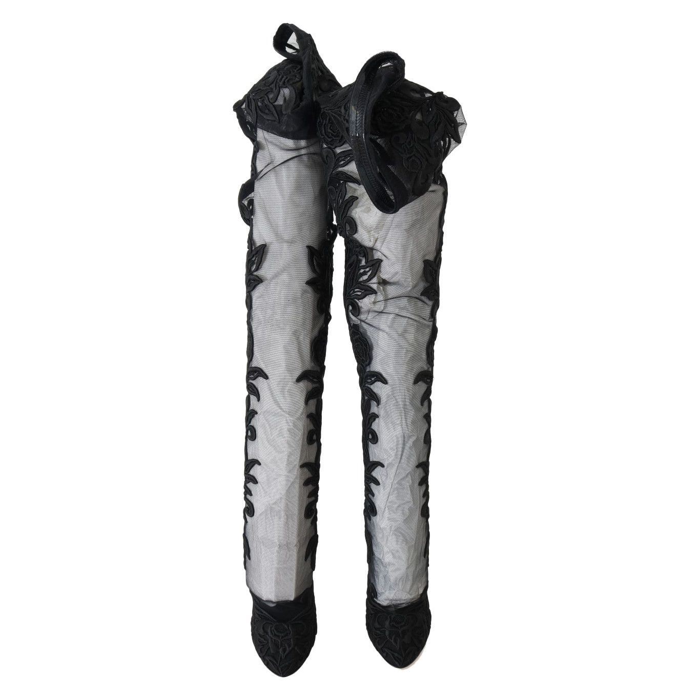 Embroidered Floral Over-Knee Boots