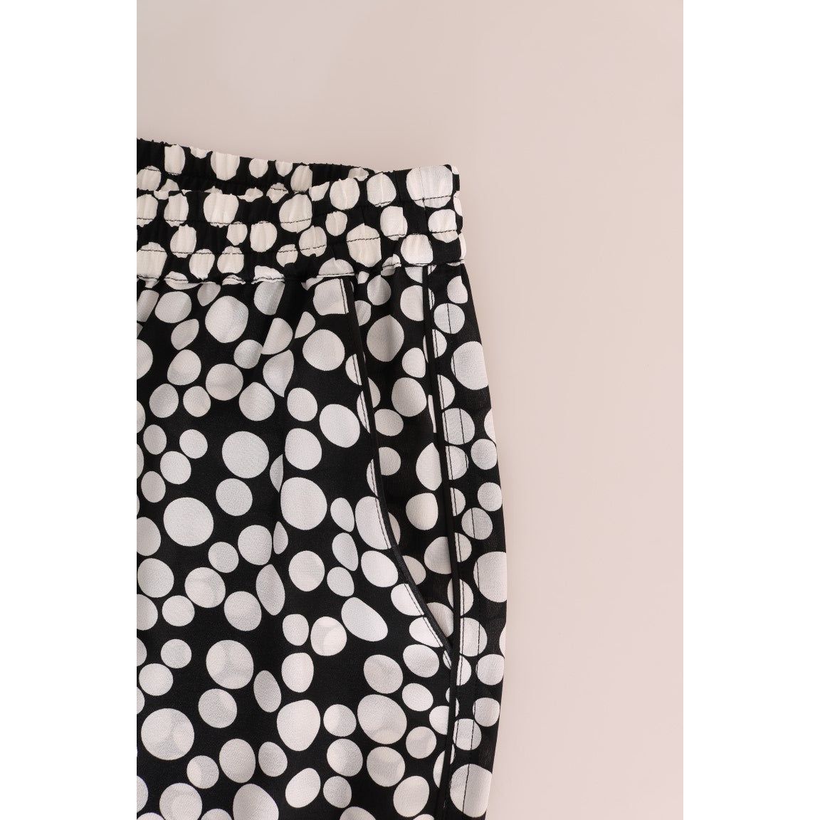 Elegant Polka Dot Silk High-Waist Pants