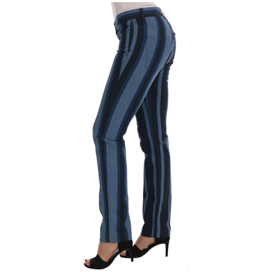 Dolce & Gabbana Chic Blue Striped Slim Fit Girly Jeans blue-girly-striped-cotton-jeans