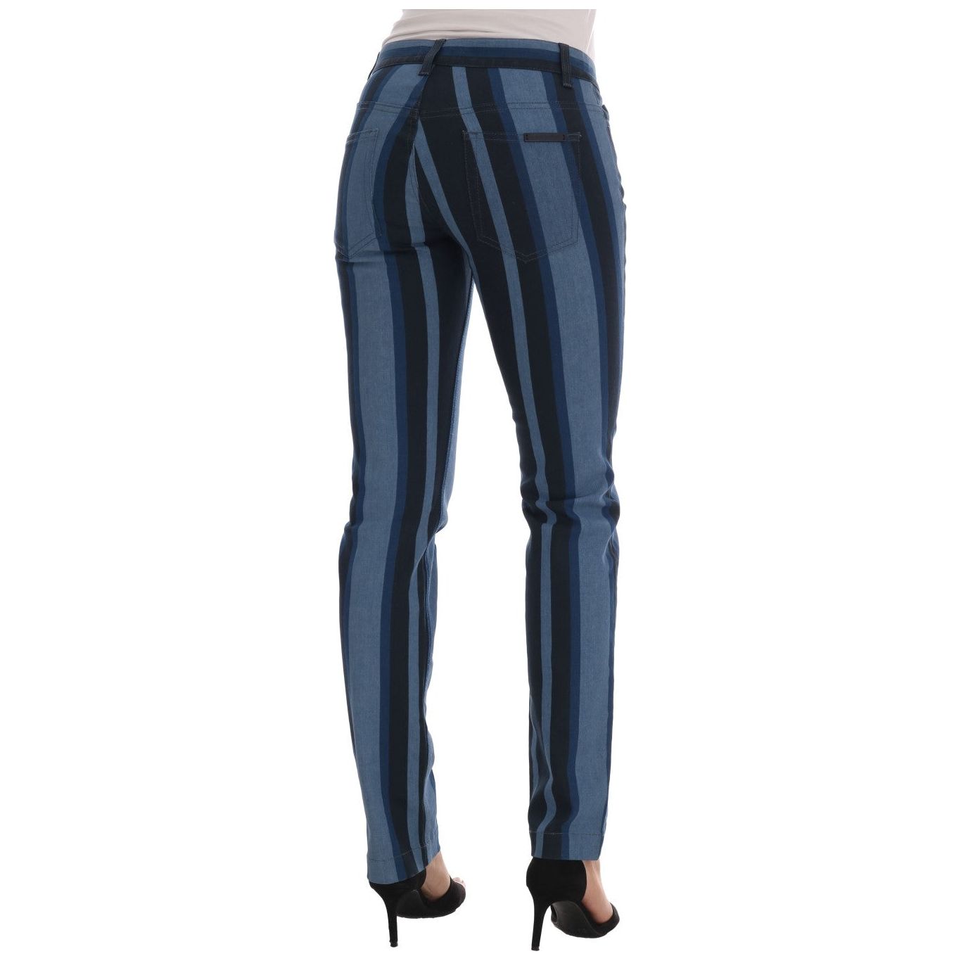 Dolce & Gabbana | Chic Blue Striped Slim Fit Girly Jeans| McRichard Designer Brands   