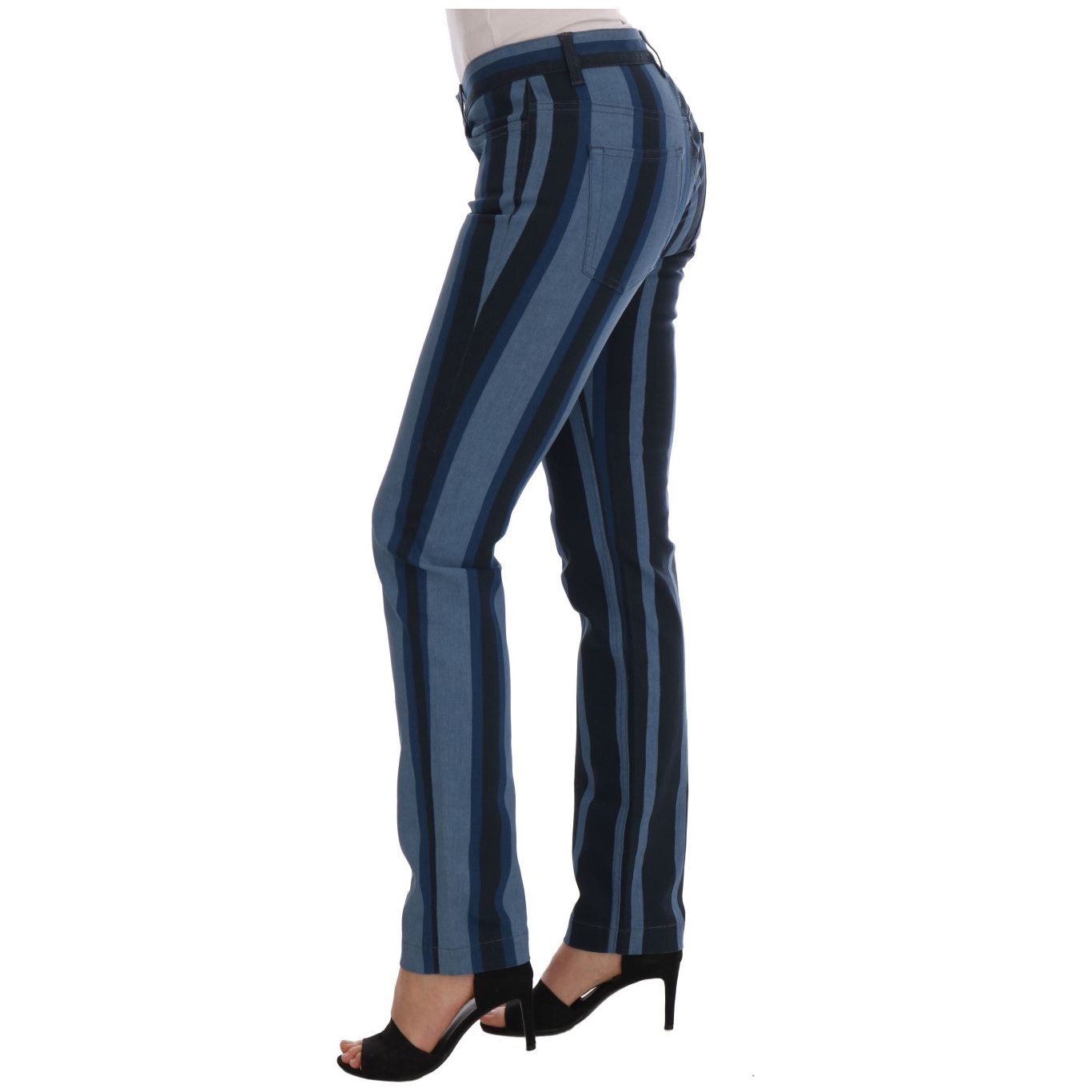 Chic Blue Striped Slim Fit Girly Jeans