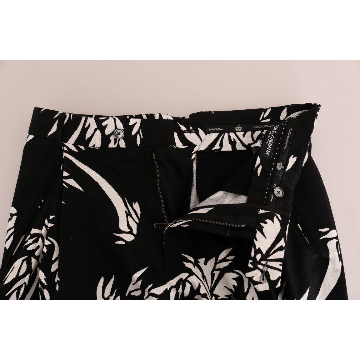 Dolce & Gabbana Black Tree Cotton Stretch Pants