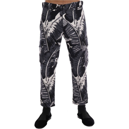 Elegant Capri Casual Pants in Banana Leaf Print