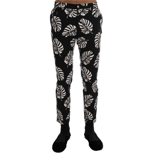 Slim Fit Leaf Print Ankle Pants