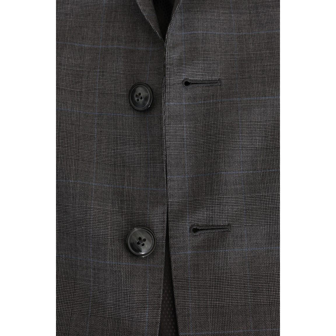 Dolce & Gabbana Sleek Gray Checkered Wool Blazer gray-wool-martini-slim-blazer