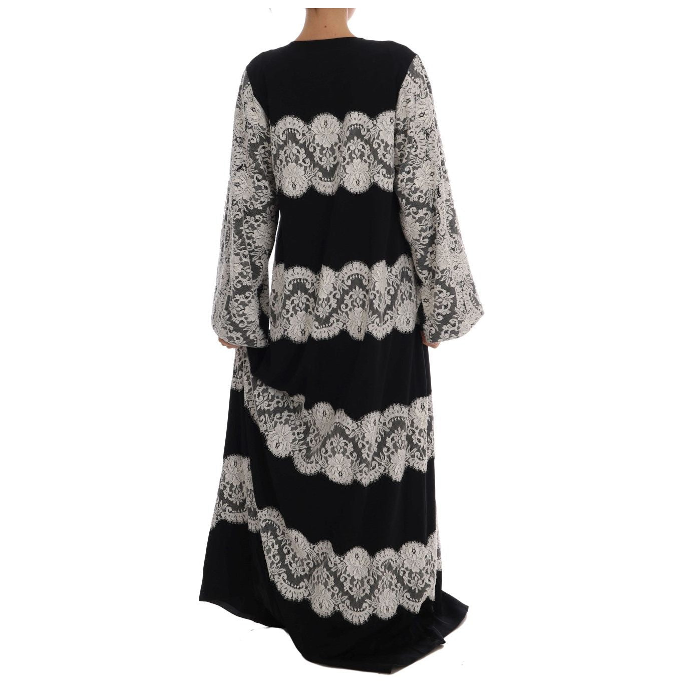 Dolce & Gabbana Elegant Silk Floral Lace Kaftan Maxi Dress elegant-silk-floral-lace-kaftan-maxi-dress