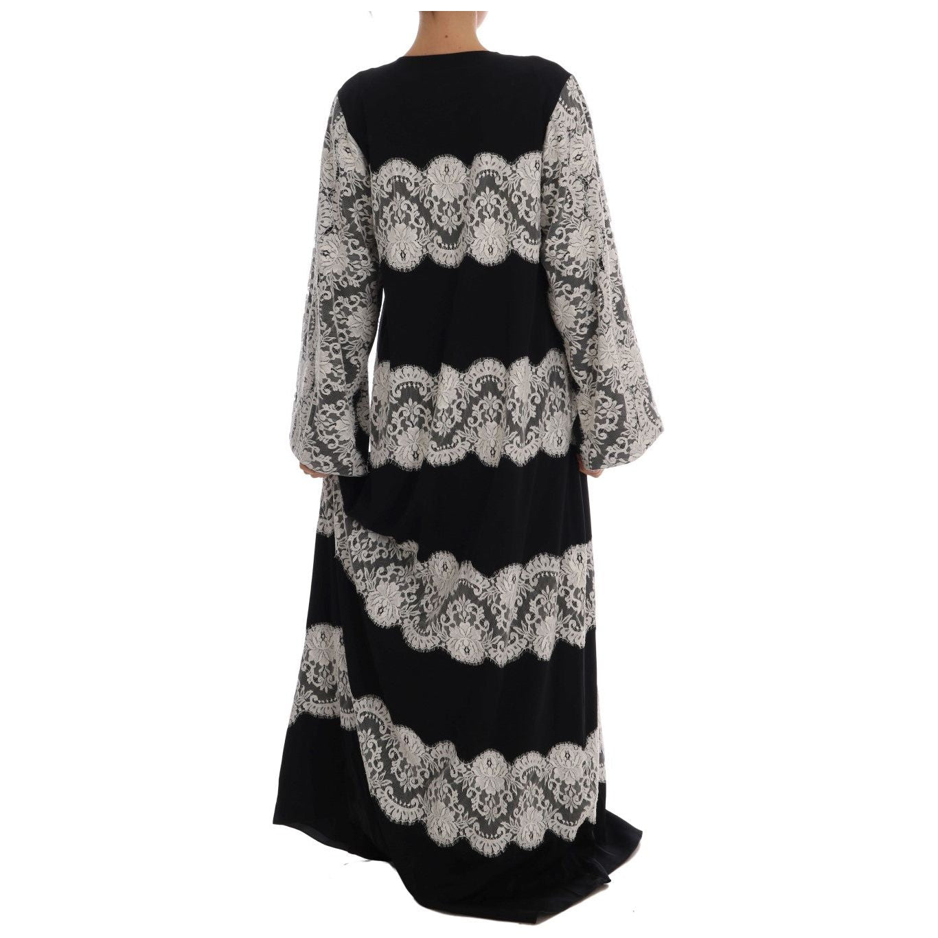 Elegant Silk Floral Lace Kaftan Maxi Dress