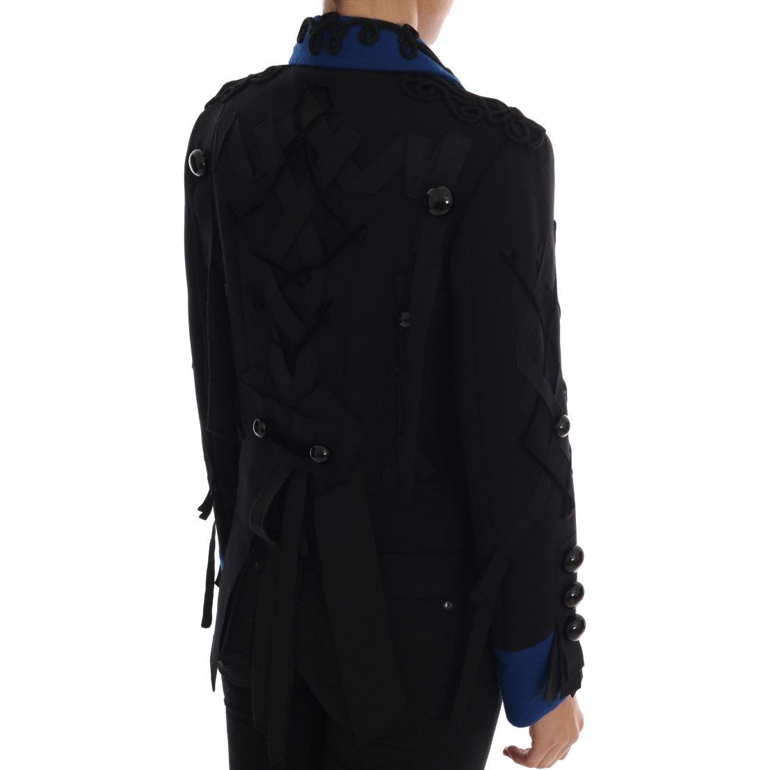 Dolce & Gabbana Chic Black & Blue Short Trench Jacket chic-black-blue-short-trench-jacket