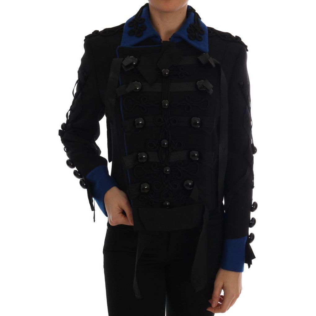 Chic Black & Blue Short Trench Jacket