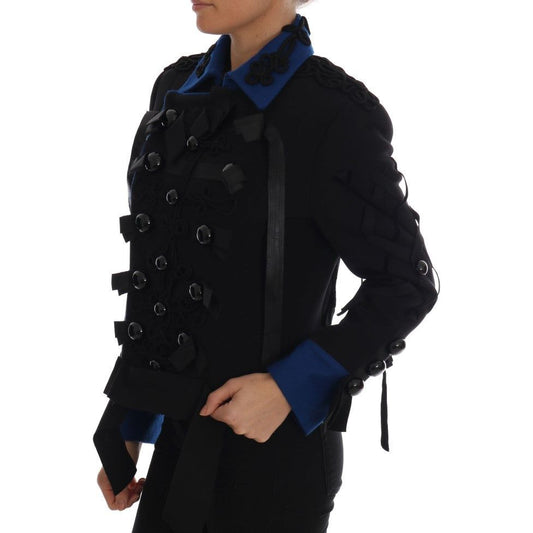 Chic Black & Blue Short Trench Jacket