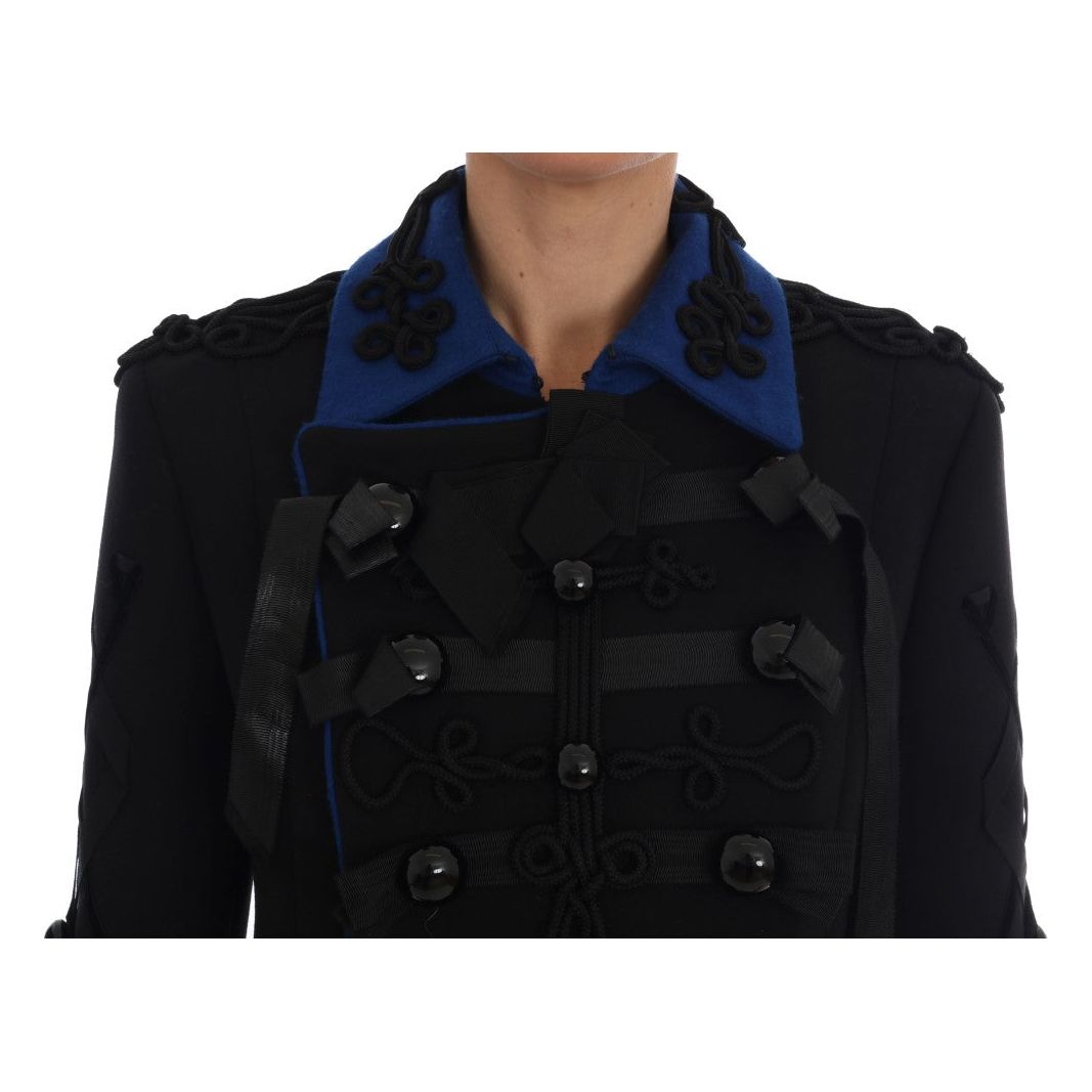 Chic Black & Blue Short Trench Jacket