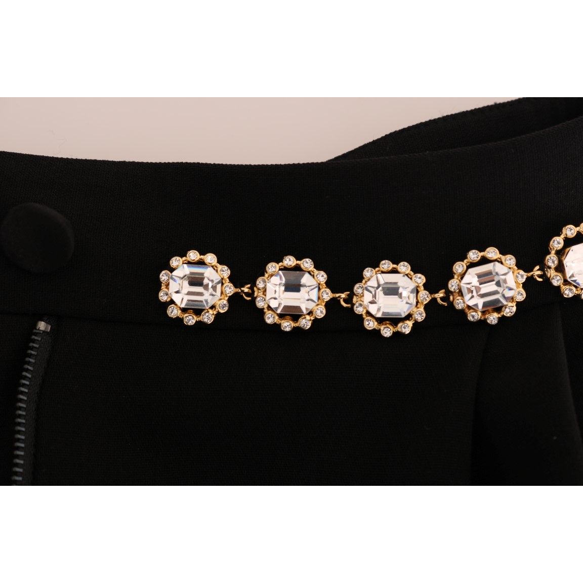 Dolce & Gabbana Black Wool Stretch Crystal Pants