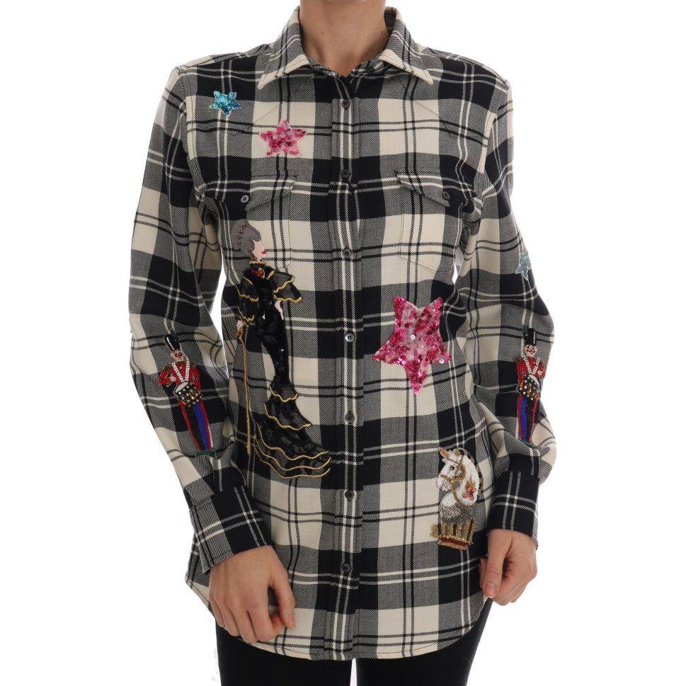 Dolce & Gabbana Black White Fairy Tale Crystal Shirt