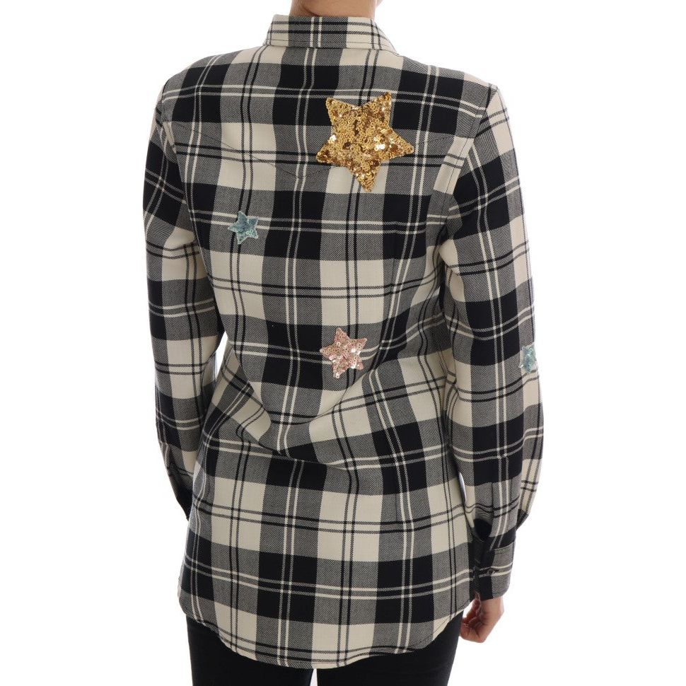 Enchanted Sequin Checkered Wool Shirt