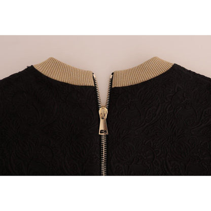 Dolce & Gabbana Black Fairy Tale Brocade Zipper Sweater
