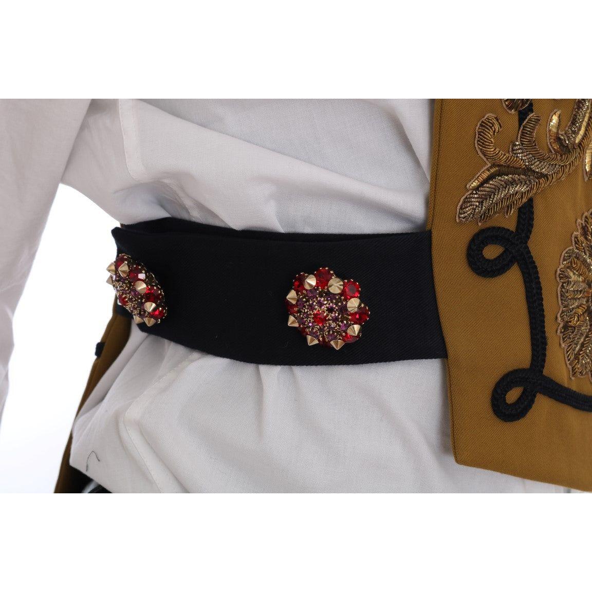 Dolce & Gabbana Yellow Crystal Cross Vest Jacket Vest Jacket