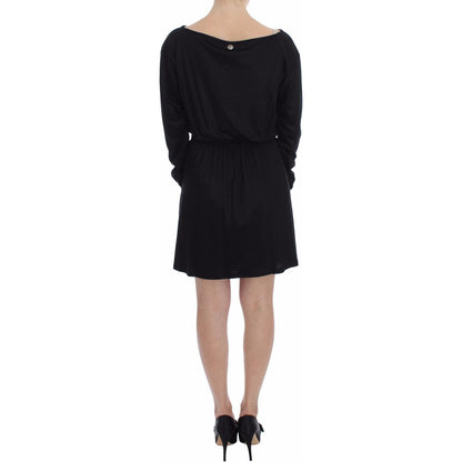 Versace Jeans Black Modal Silk Shift Knee Dress Versace Jeans