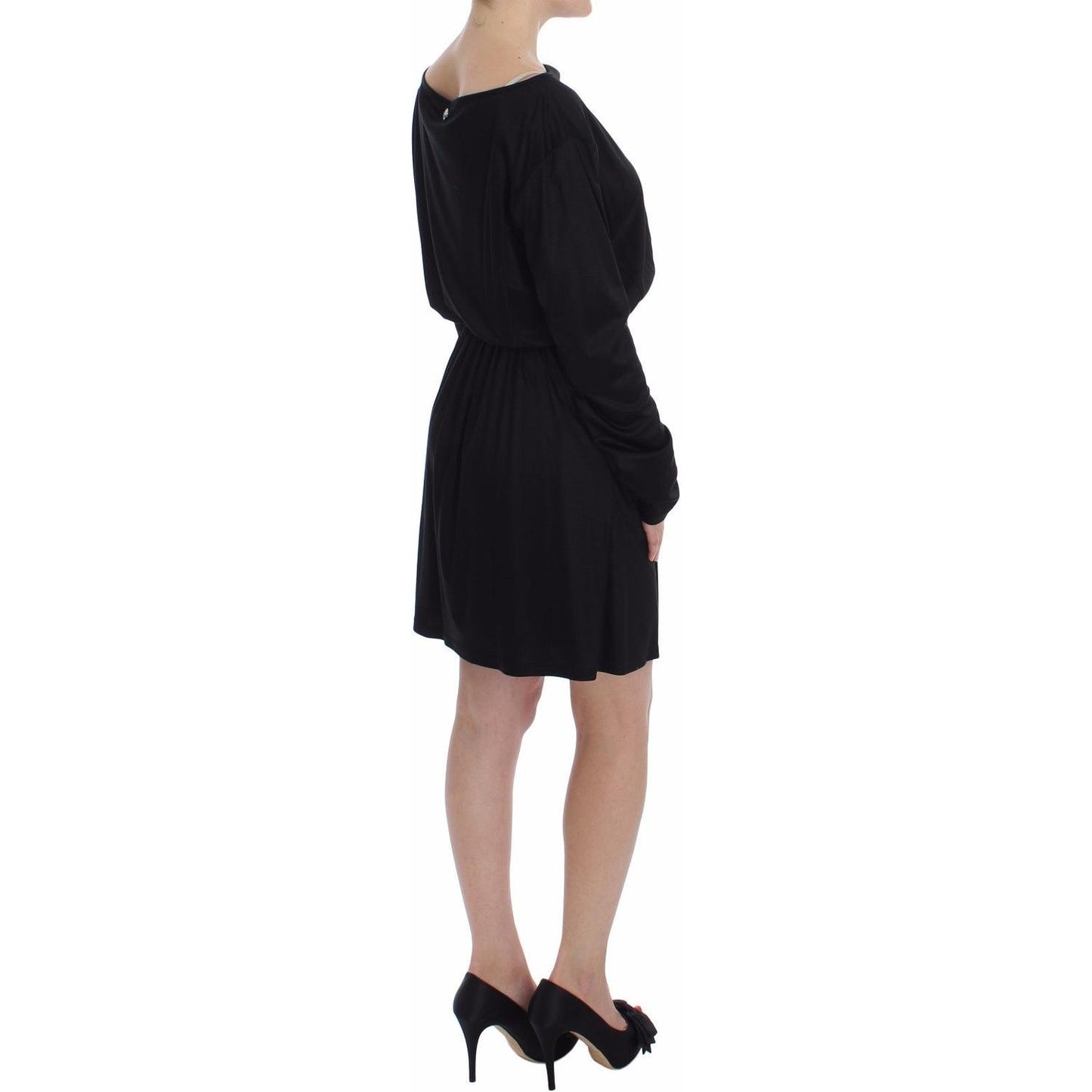 Elegant Black Silk Blend Shift Dress