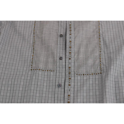 Dolce & Gabbana Gray Check GOLD Cotton Slim Fit Shirt