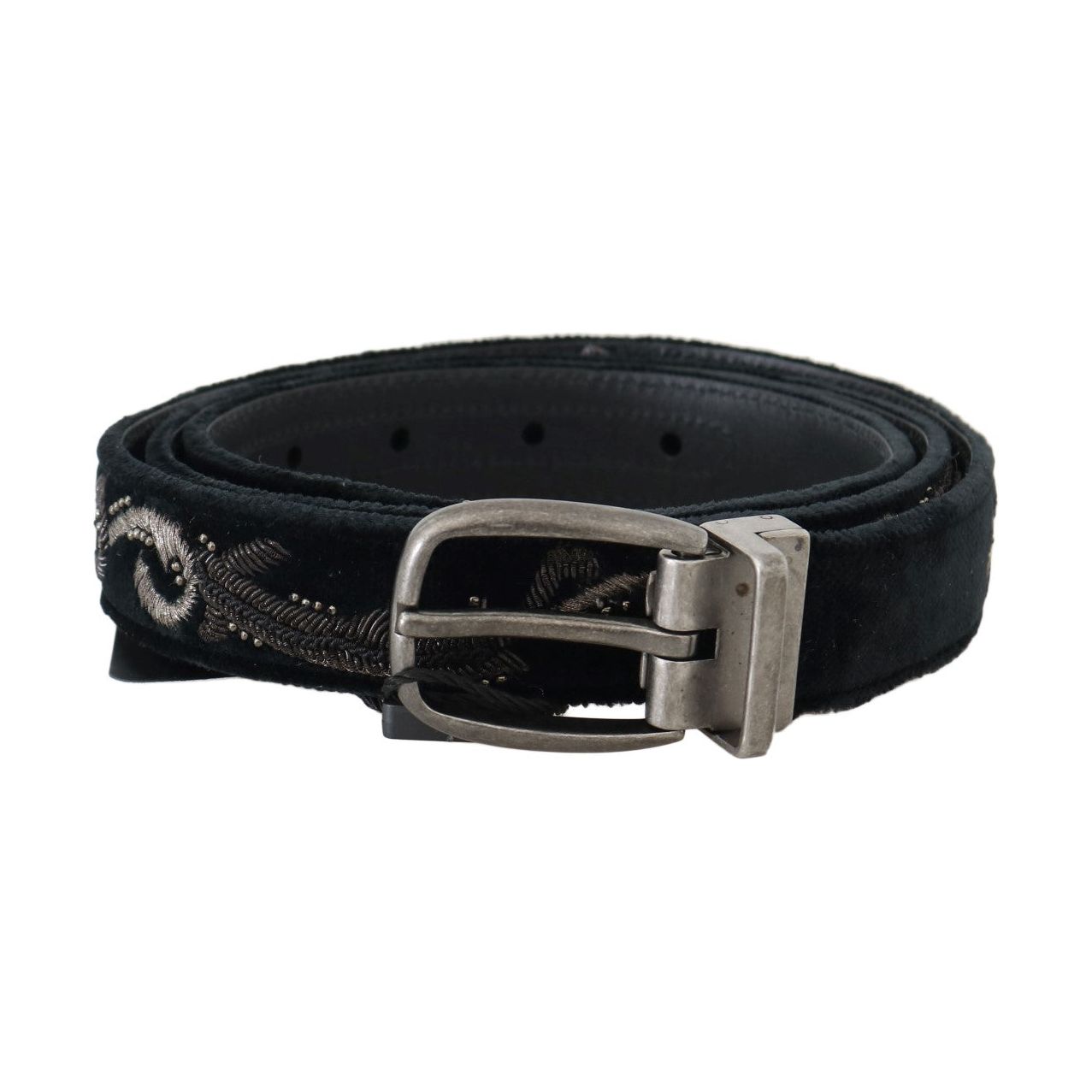 Elegant Black Cotton-Leather Men's Belt