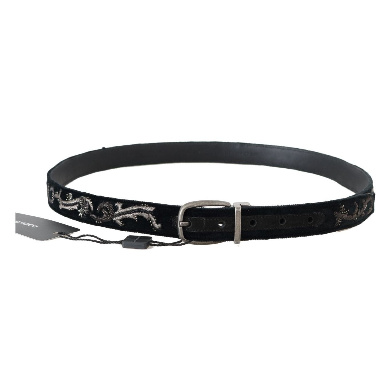 Elegant Black Cotton-Leather Men's Belt