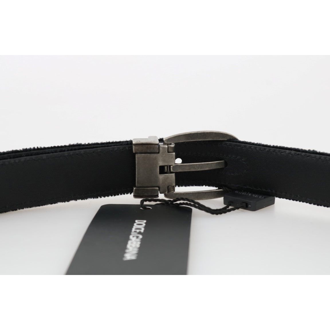 Elegant Black Cotton-Leather Men's Belt