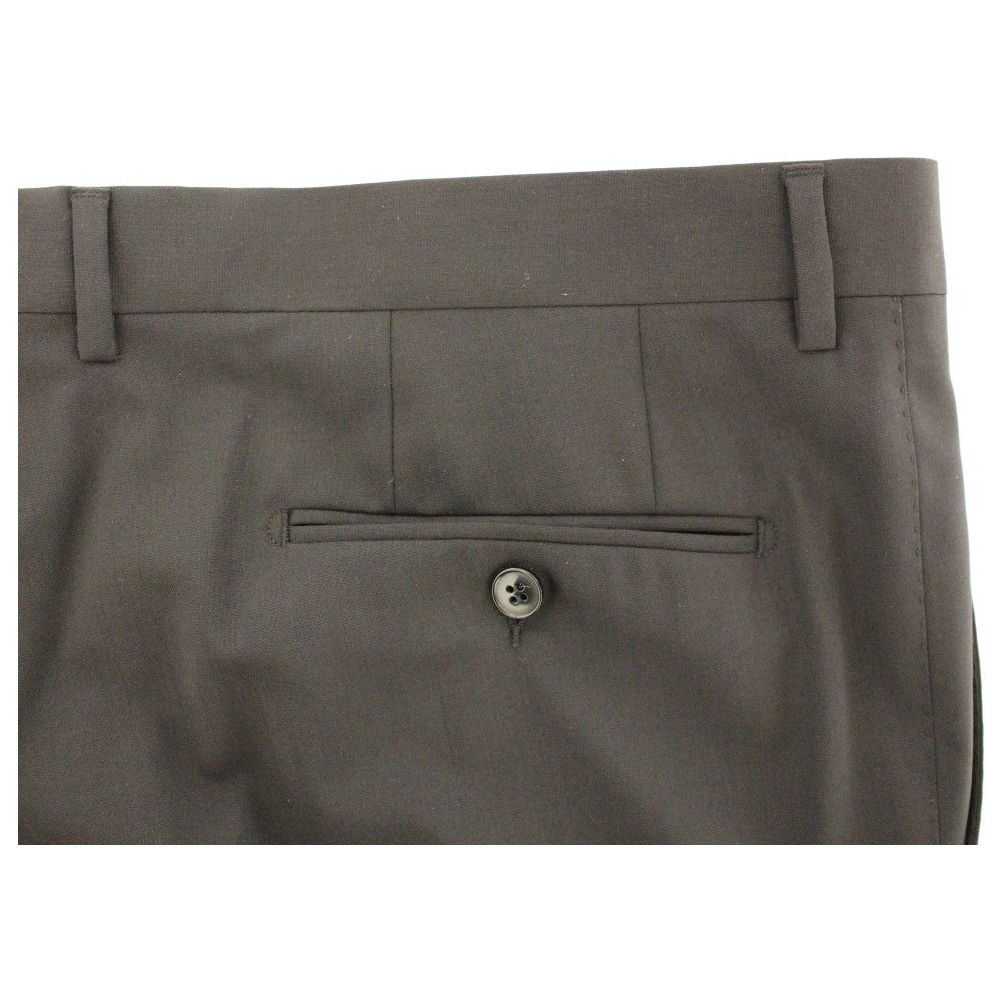 Elegant Pleated Black Wool Trousers