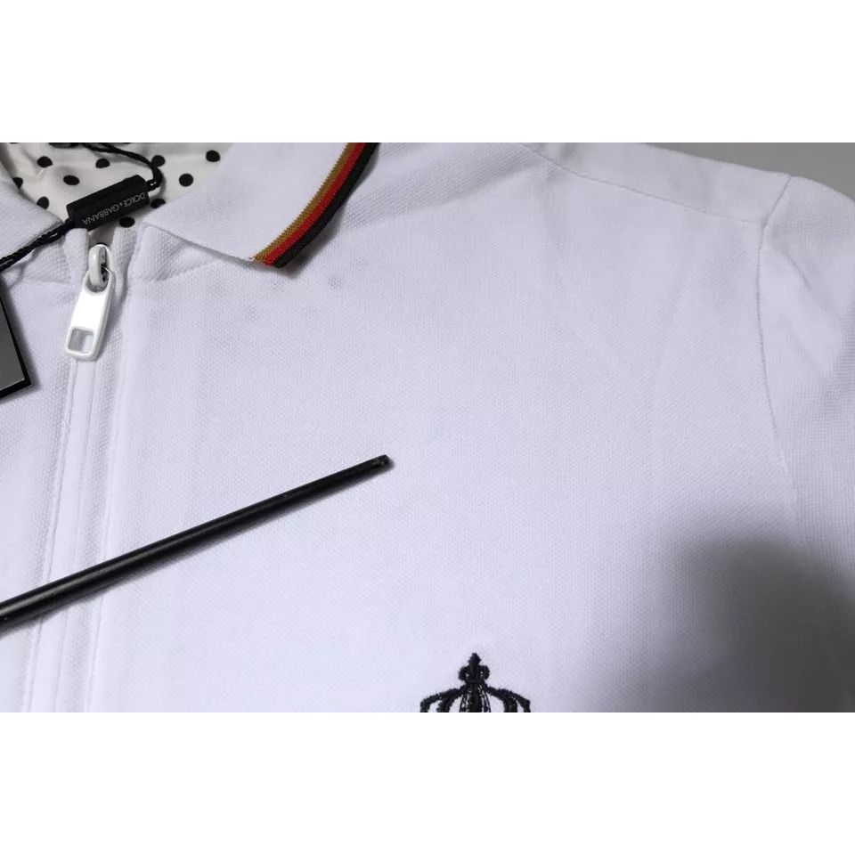 Dolce & Gabbana White Crown Men Full Zip Sweatshirt Sweater