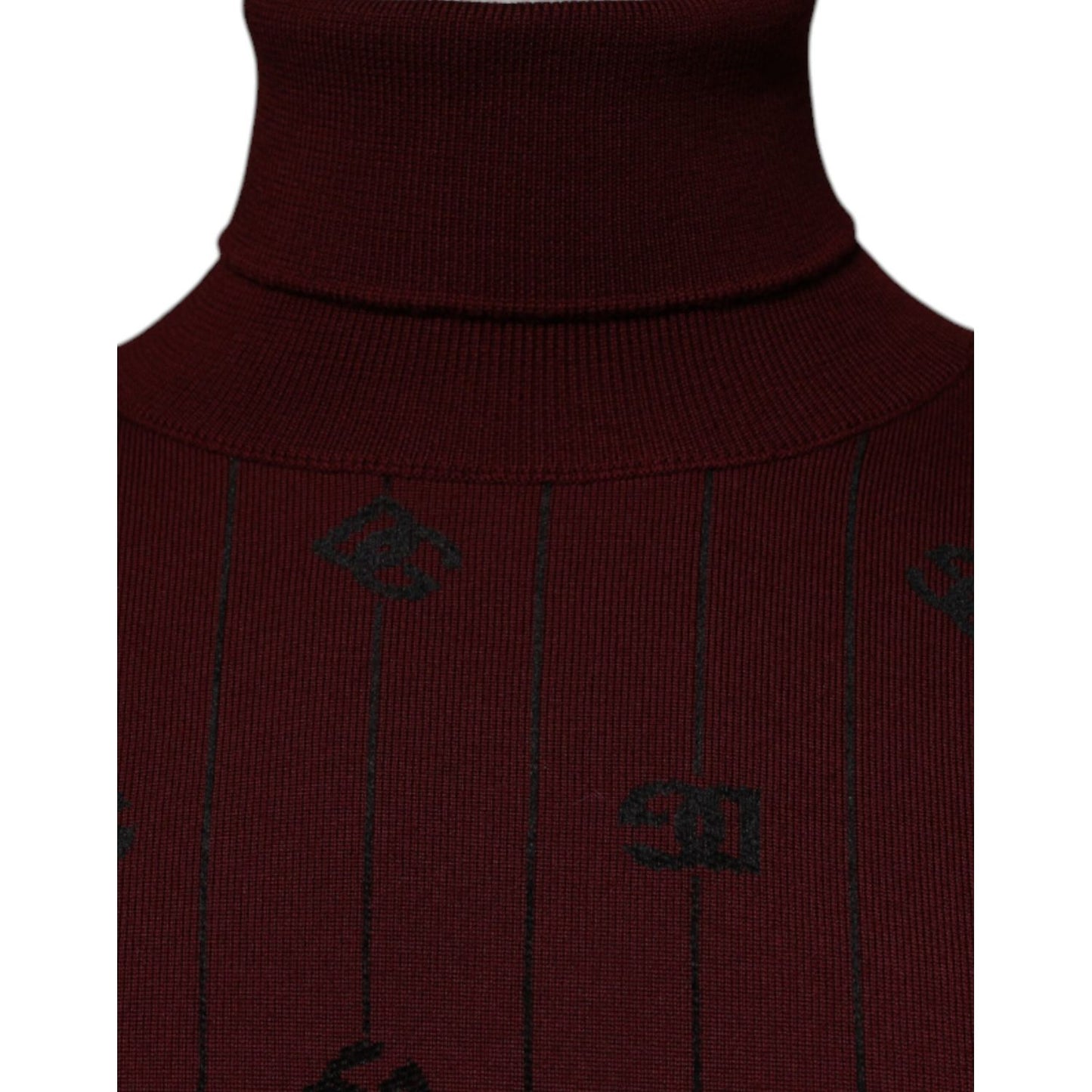 Dolce & Gabbana Maroon Monogram Turtleneck Pullover Sweater
