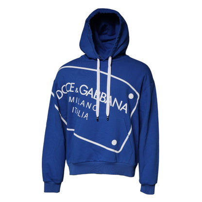 Dolce & Gabbana Blue Logo Print Hooded Sweatshirt Sweater Dolce & Gabbana