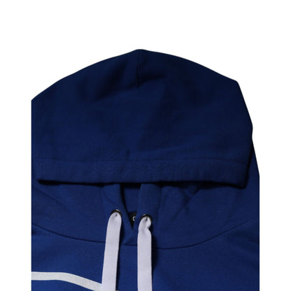Dolce & Gabbana Blue Logo Print Hooded Sweatshirt Sweater Dolce & Gabbana