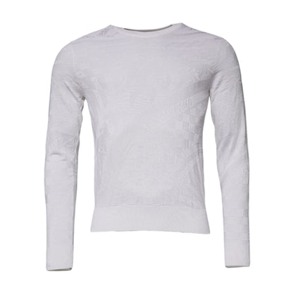 Dolce & Gabbana White Silk Crew Neck Men Pullover Sweater