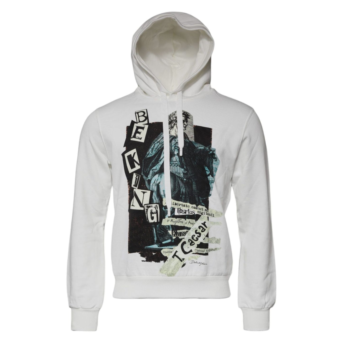 Dolce & Gabbana White Caesar Cotton Hooded Pullover Sweater