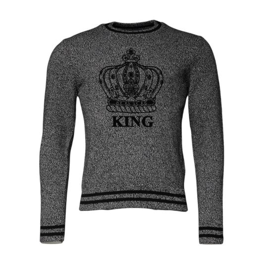 Dolce & Gabbana Gray Crown King Cashmere Pullover Sweater Dolce & Gabbana
