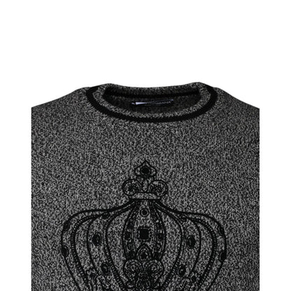 Dolce & Gabbana Gray Crown King Cashmere Pullover Sweater