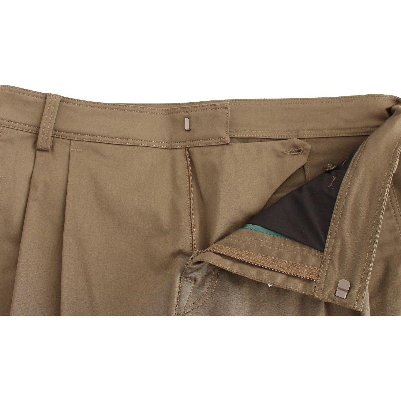 GF Ferre Green Cotton Stretch Comfort Fit Pants GF Ferre