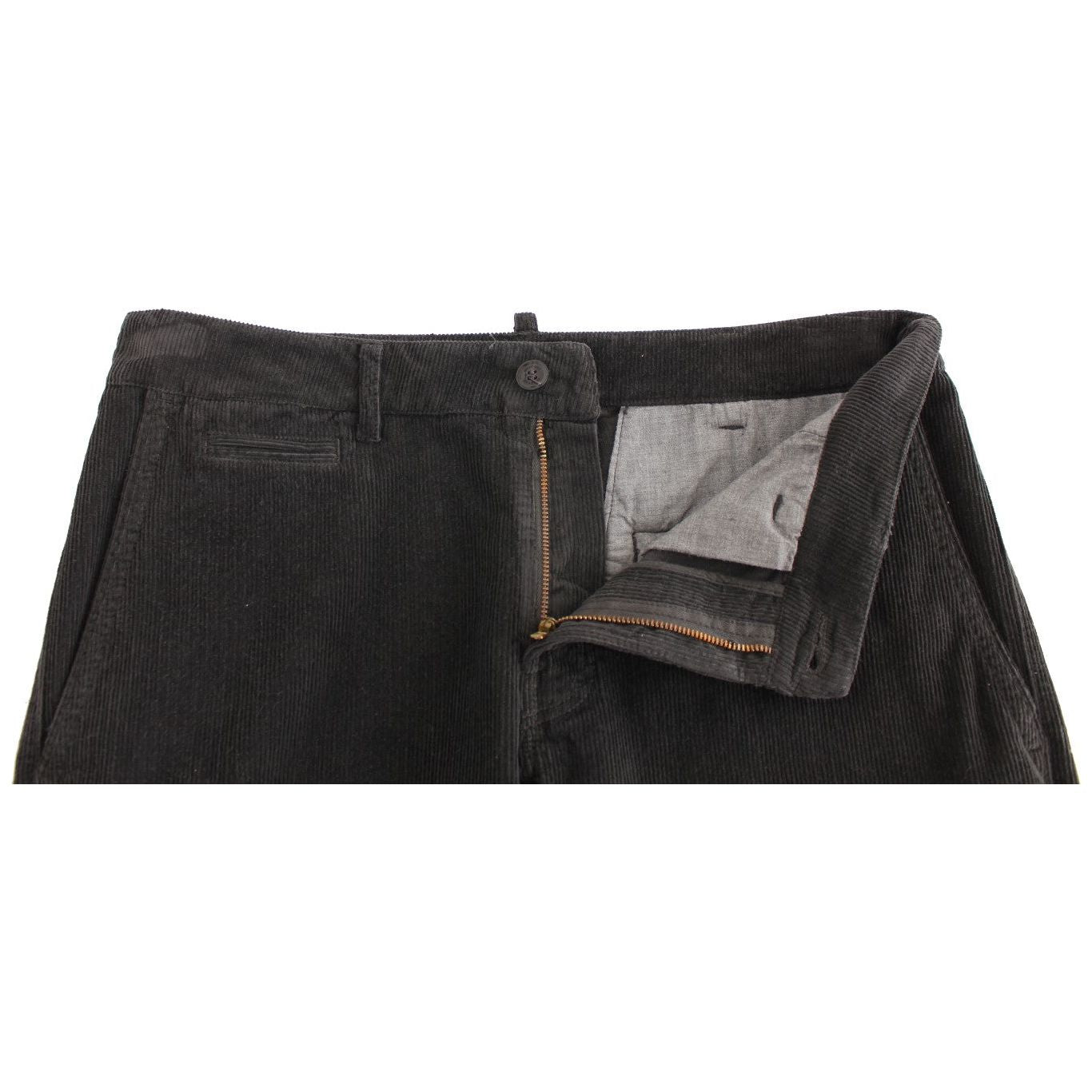 GF Ferre Elegant Black Cotton Corduroy Pants Jeans & Pants black-corduroy-cotton-straight-fit-pants