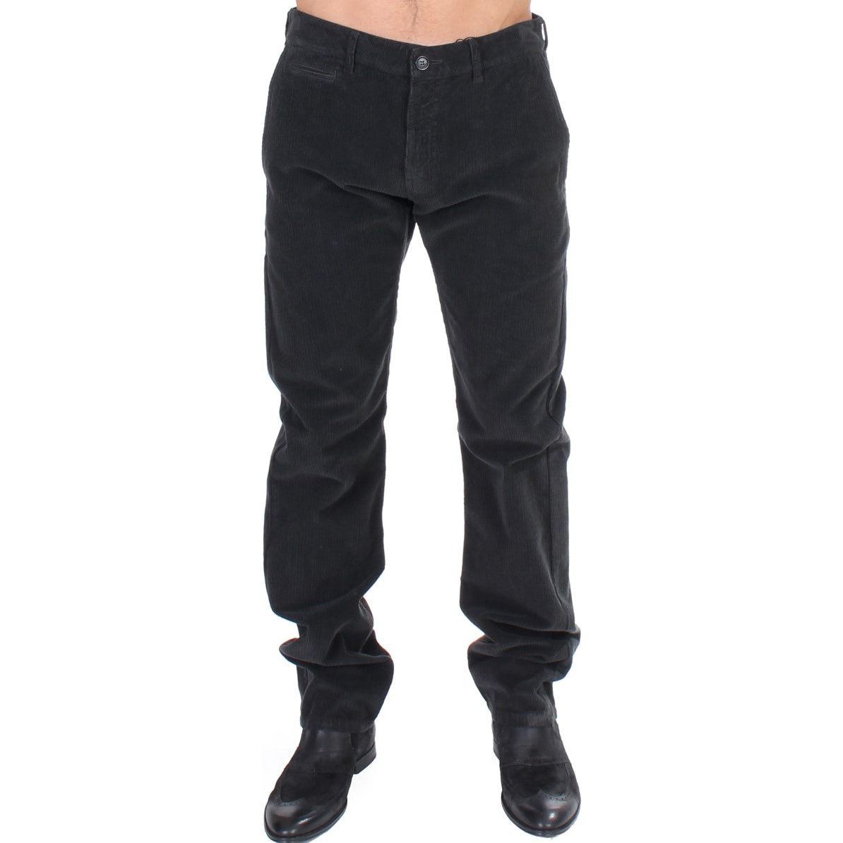 Elegant Black Cotton Corduroy Pants