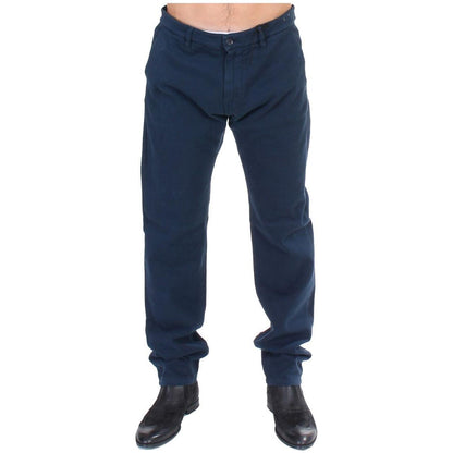 GF Ferre Blue Stretch Straight Fit Pants Chinos