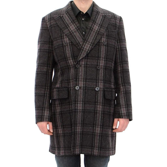 Sicilia Checkered Wool Blend Coat