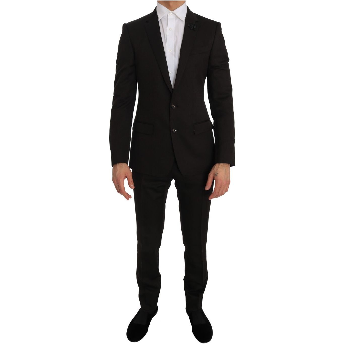 Dolce & Gabbana Elegant Brown Jacquard Martini Suit Suit brown-wool-crystal-bee-slim-fit-martini