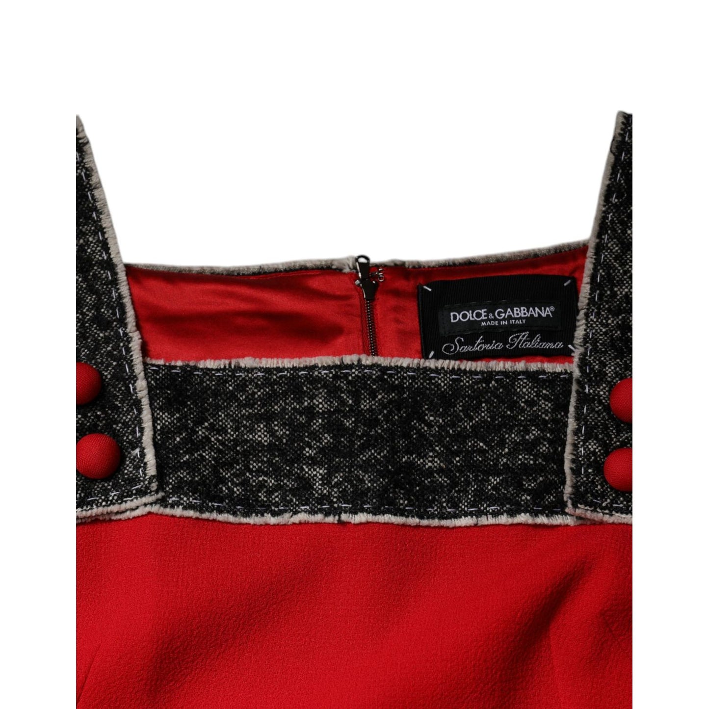 Dolce & Gabbana Red Wool Sleeveless A-line Flared Mini Dress