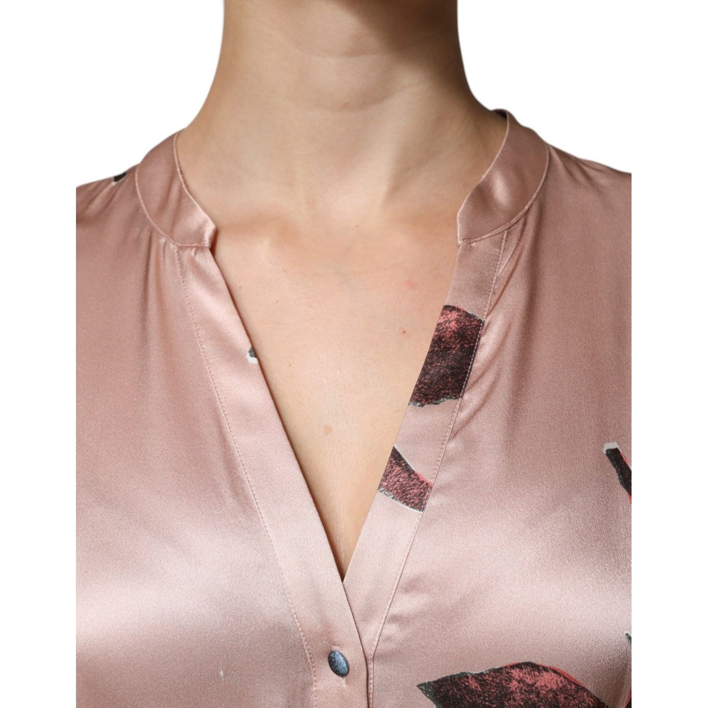 L'Autre Chose Pink Satin Floral Long Sleeves A-line Midi Dress