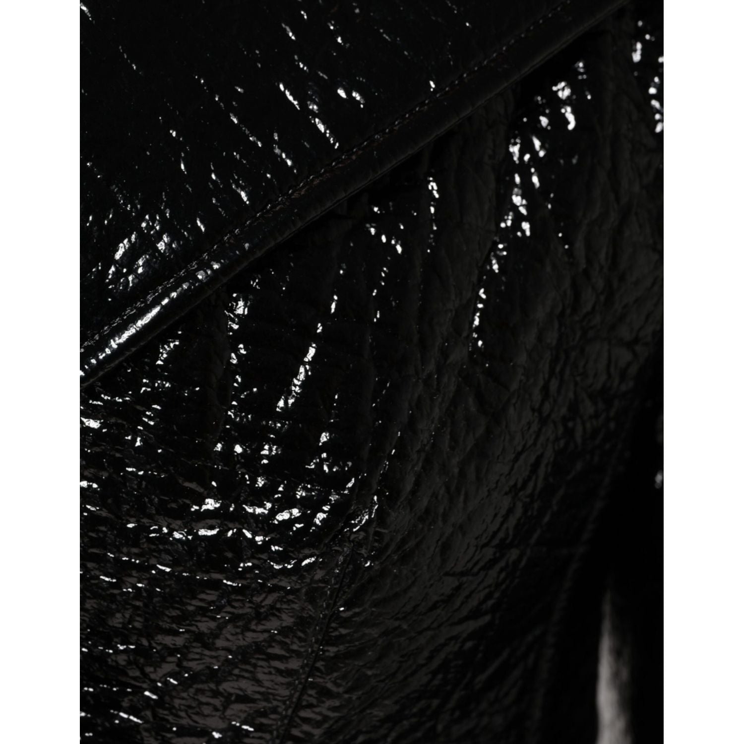 Dolce & Gabbana Black Leather Cropped Long Sleeve Coat Jacket