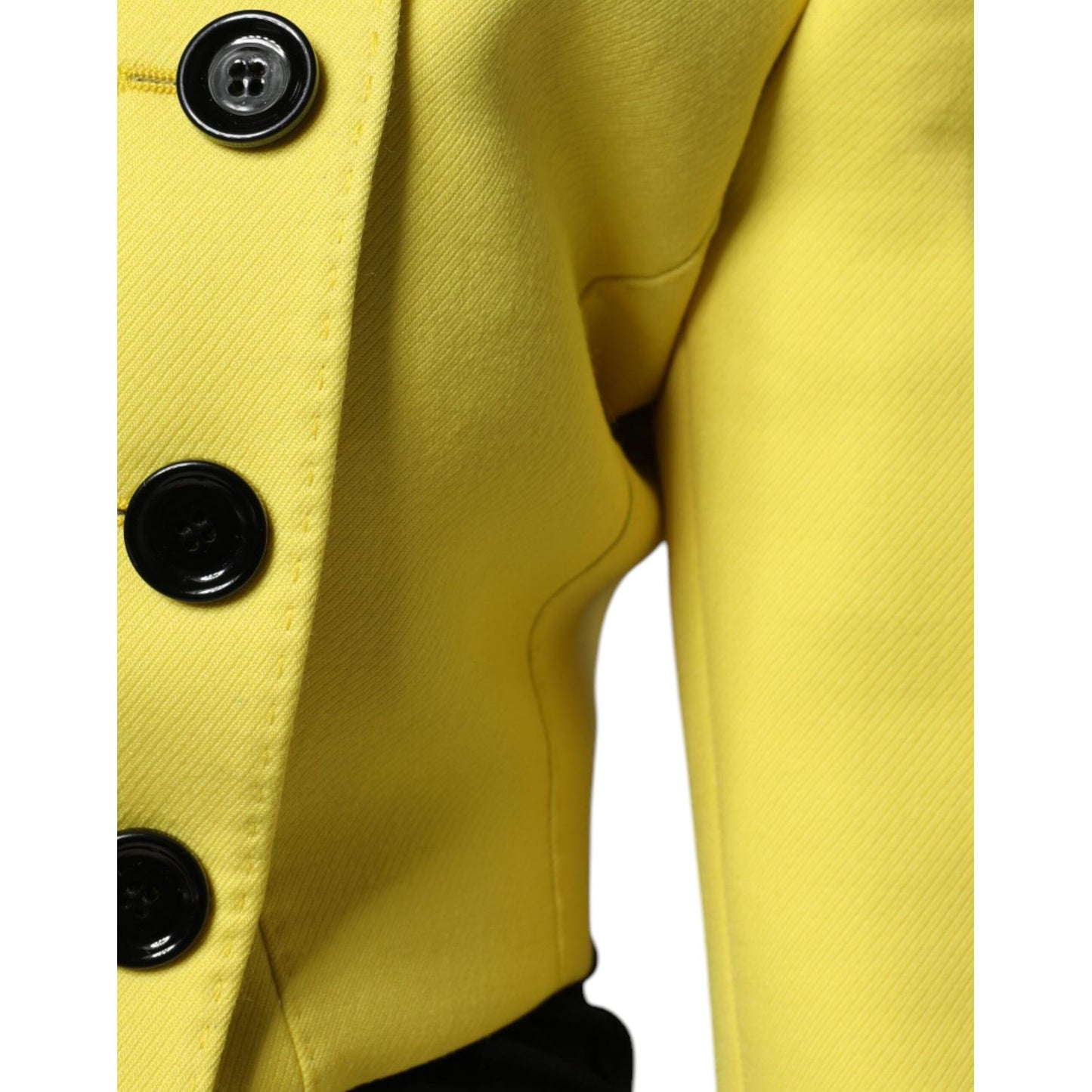 Dolce & Gabbana Lemon Yellow Wool Long Sleeves Cropped Coat Jacket