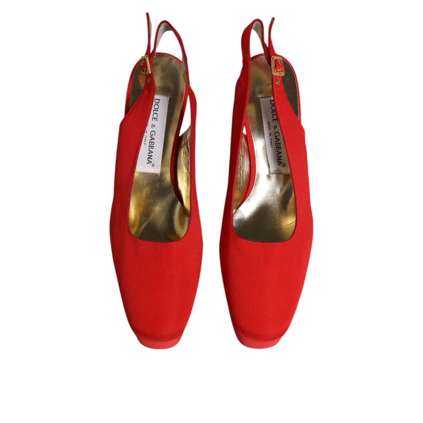 Dolce & Gabbana Red Platform Slingback Heels Sandals Shoes