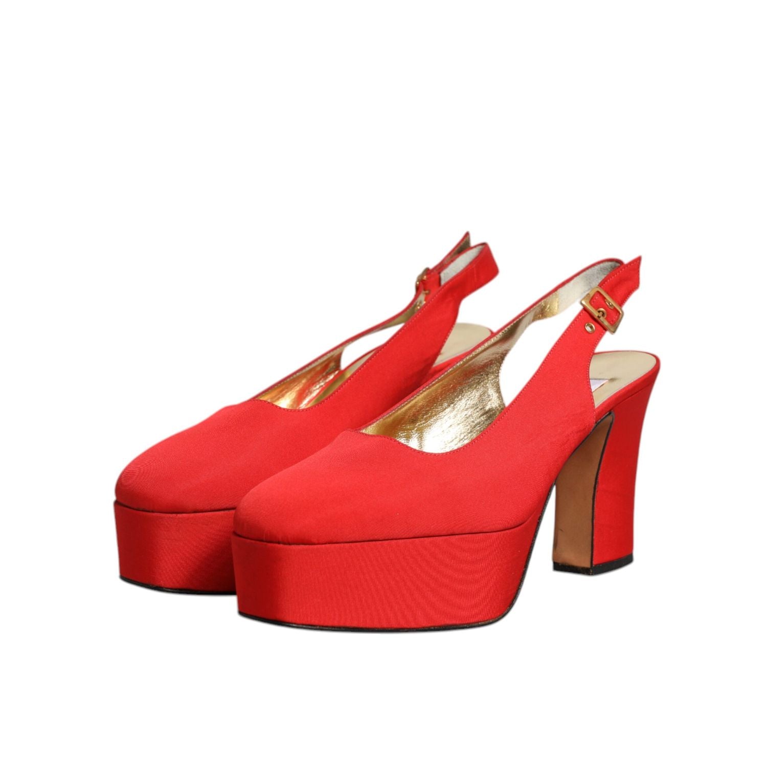 Dolce & Gabbana Red Platform Slingback Heels Sandals Shoes