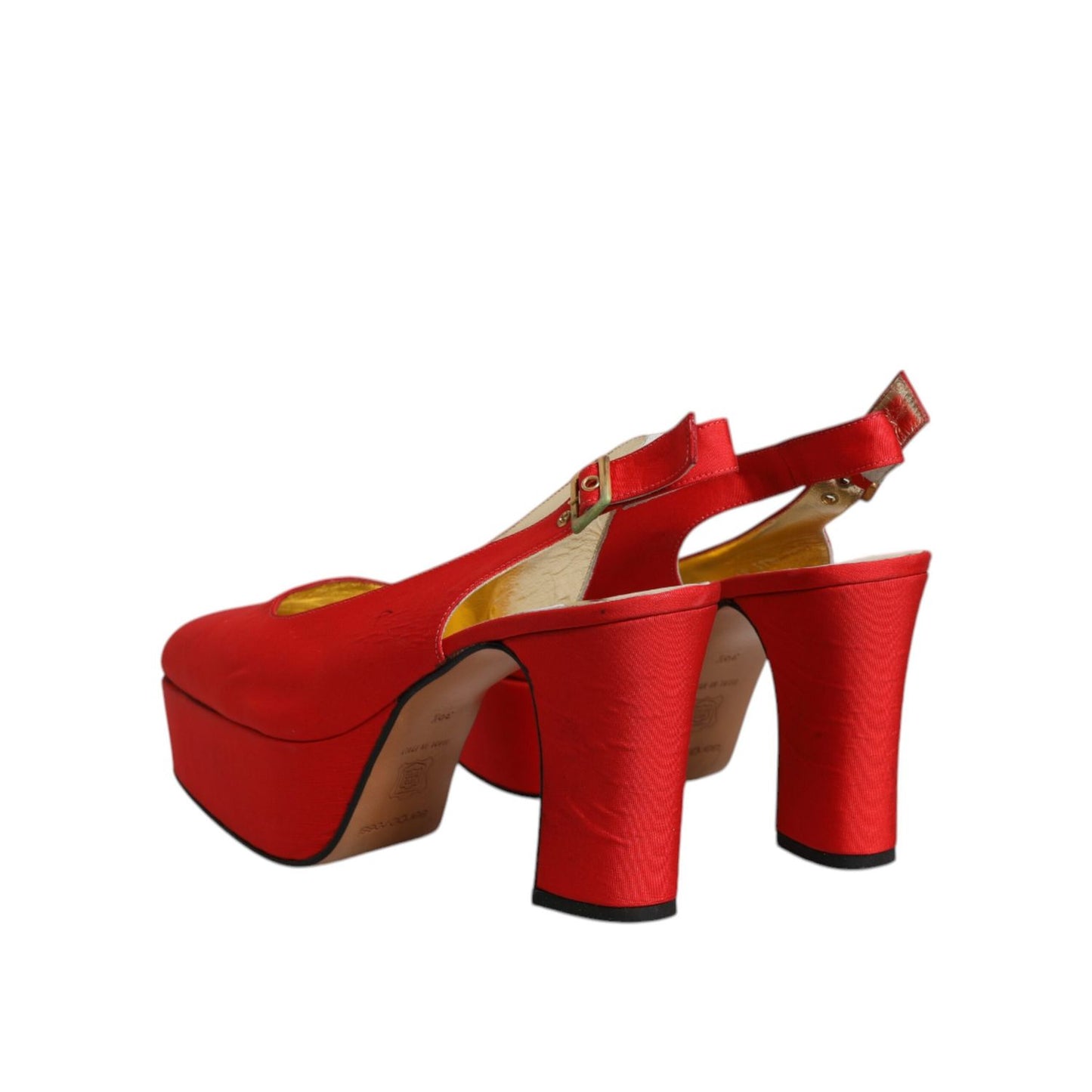 Dolce & Gabbana Red Platform Slingback Heels Sandals Shoes
