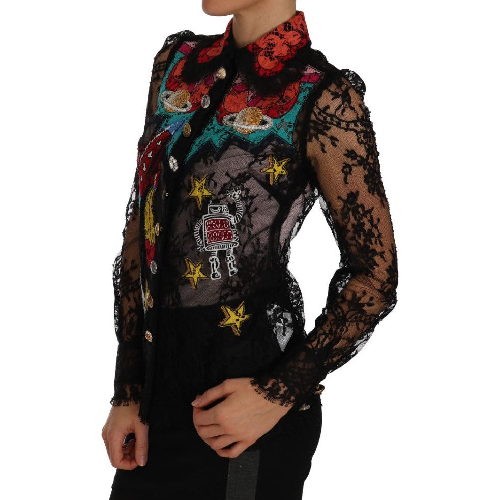 Dolce & Gabbana Floral Lace Embroidered Blouse with Crystals floral-lace-embroidered-blouse-with-crystals